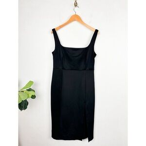 Showpo. Black Square Neck Classic Black Midi Dress Sz 14